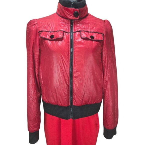 Xhilaration Womens Quilted Red Puffer Jacket Small with Ribbed Collar & Cuffs - Picture 1 of 7